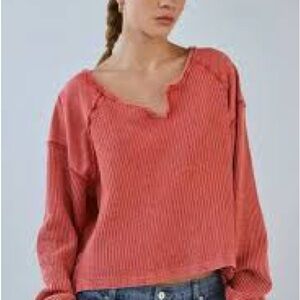 Altar'd State Distressed Oversized V-Neck